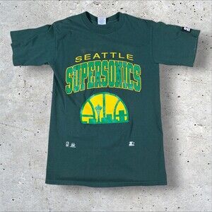Vtg 90s Starter Seattle Supersonics NBA T Shirt Made in USA Space Needle Small